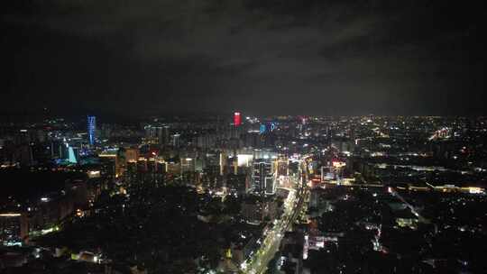 广东东莞城市夜景灯光航拍