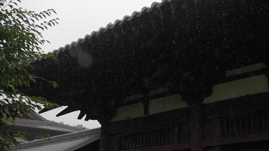 雨天惊蛰屋檐下雨雨水谷雨挂建筑禅意古风