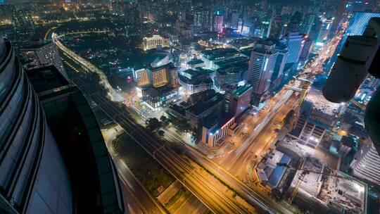 深圳_布吉河_广深铁路_深南东路夜景延时4K视频素材模板下载