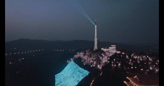 高清航拍四川仁寿夜景灯光