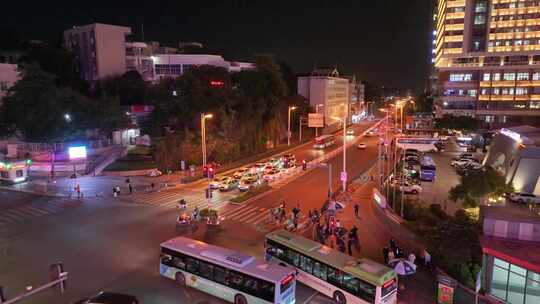 厦门思明区演武大桥夜晚夜景航拍车流交通福