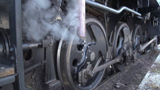 蒸汽发动机列车特写视频素材模板下载
