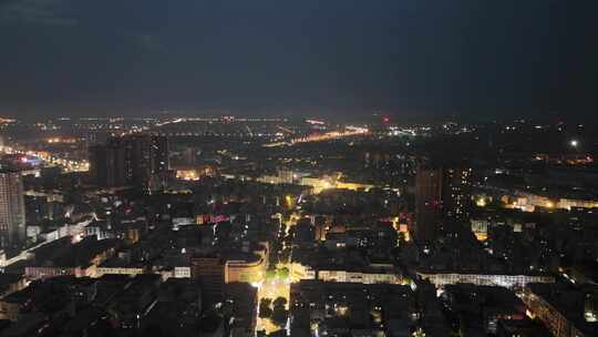 四川德阳城市大景夜景灯光航拍