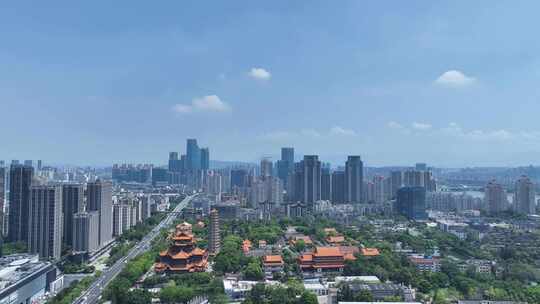 福州西禅古寺航拍城市寺庙古建筑景观风景