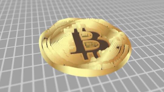 黄色金属质感3D比特币图像AE模板