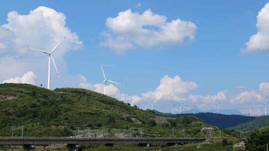 高铁动车和谐号复兴号风车风能电能