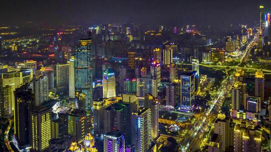 4K延时航拍南宁地王国际夜景