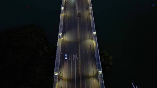 三亚城市交通夜景航拍