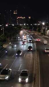 城市交通夜景车辆行驶实拍