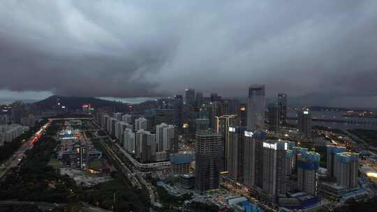 暴风雨下的深圳前海自贸区视频素材模板下载