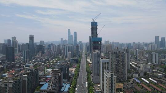 航拍湖南长沙城市风光五一大道