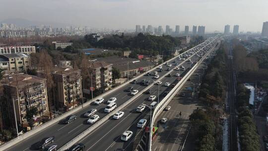 南京应天大街高架桥车流视频素材模板下载