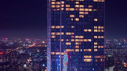 广州国际金融中心夜景航拍