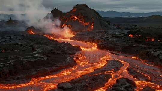 夏威夷火山熔岩震撼自然力量视频