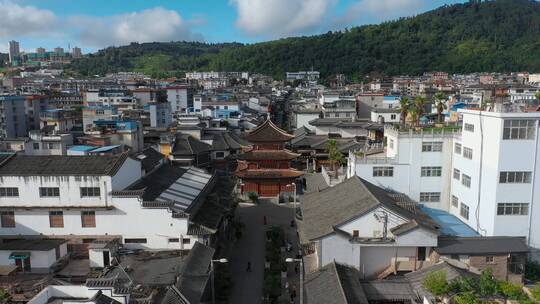 仿古商业街视频云南通海秀山古楼步行街