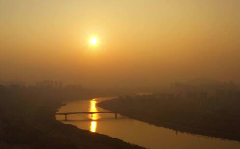 夕阳倒影 夕阳西下 黄昏