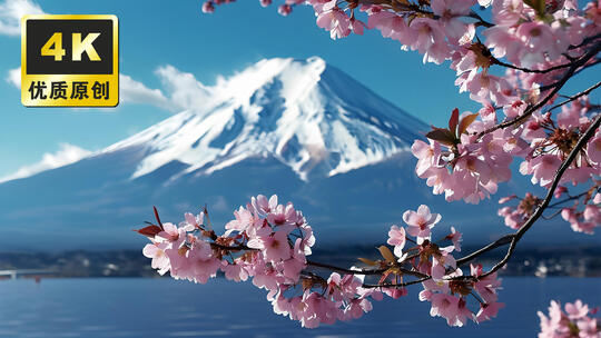 富士山樱花日本富士山日本樱花雪山背景