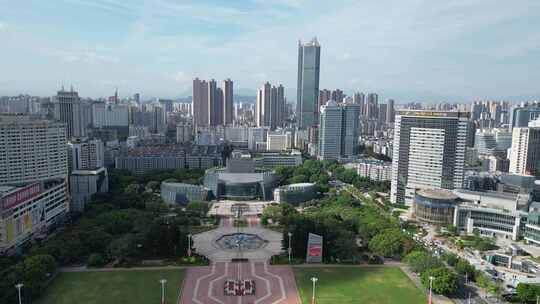 航拍福州五一广场福建大剧院