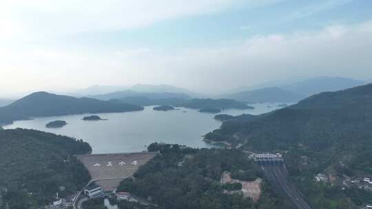 泉州山美水库航拍湖泊风景自然生态森林风光