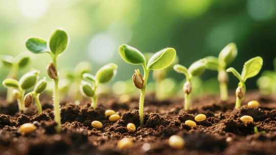土壤中幼苗生长特写素材