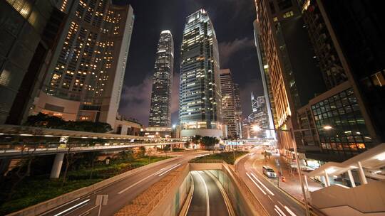 香港国际金融中心夜景延时
