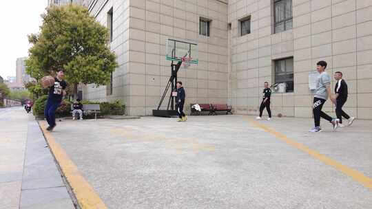 杭州下沙小区打篮球视频素材模板下载