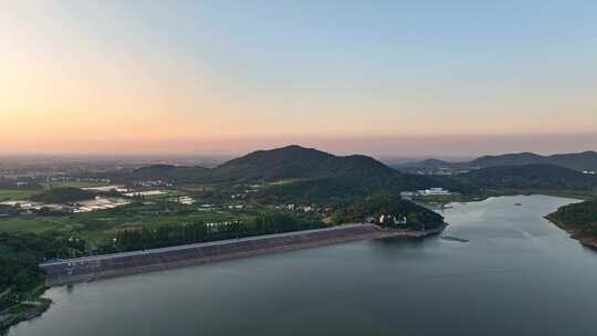 溧阳 天目湖 大溪水库 水电站 乡村晚霞