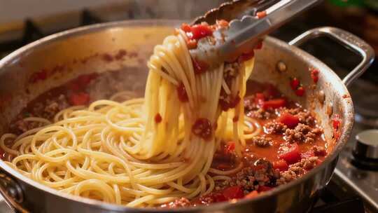 烹饪意大利面特写素材