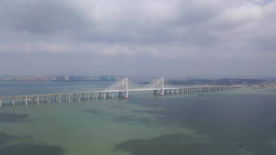 泉州湾跨海大桥航拍海上大桥大海桥梁视频素材模板下载