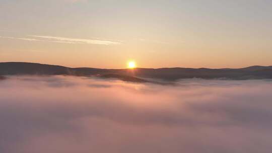 航拍黎明山川云海日出