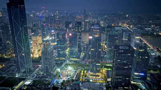 航拍广州琶洲CBD蓝调夜景