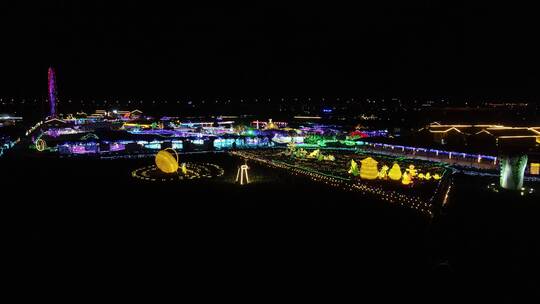 宁波达人村夜景4K航拍原素材