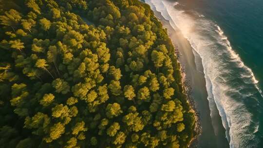 海岸森林鸟瞰全景