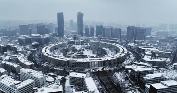 齐鲁软件园雪景航拍