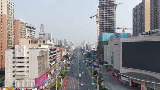 湖南岳阳商业街航拍