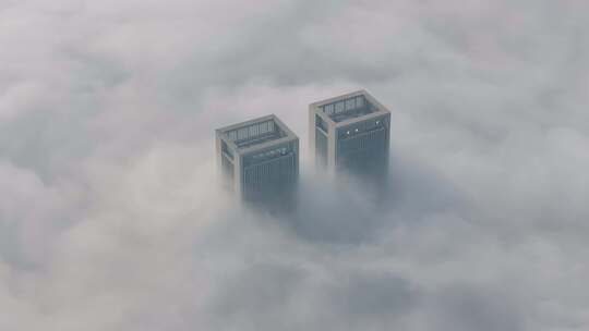 4K航拍被大雾吞噬的城市视频素材模板下载