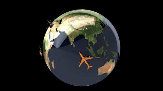 飞机环绕地球飞行三维MG动画