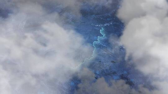 洛阳市地图-云雾俯冲勾勒轮廓
