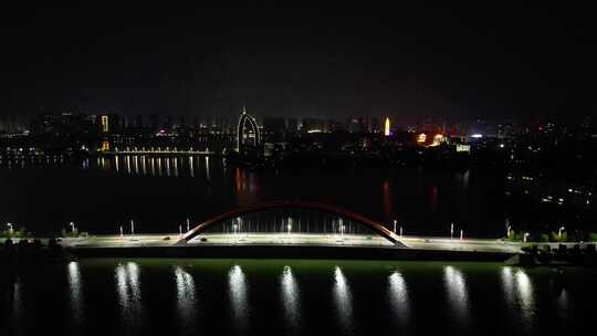 湖北鄂州南浦虹桥夜景航拍