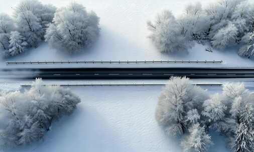 【4K高清】雪域公路道路雪景冬天唯美景色