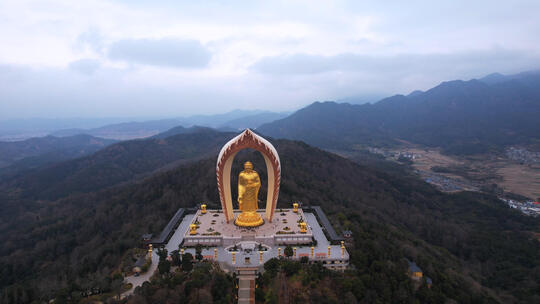 航拍江西九江东林寺东林大佛4k素材