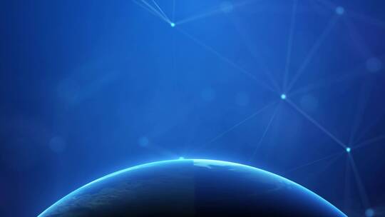 4K蓝色高科技地球点线粒子商务背景视频