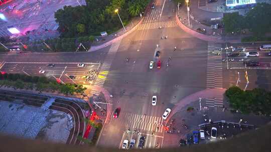 十字路口城市车流延时车辆交通夜晚夜景