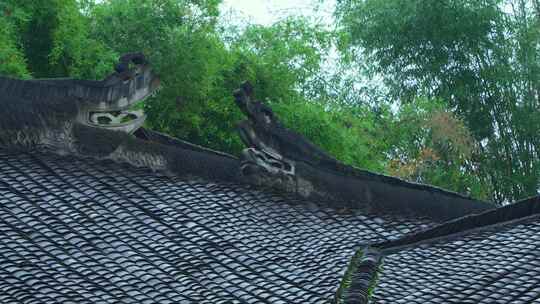 竹叶屋脊古建筑瓦砾