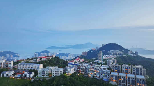 航拍香港维多利亚港夜景