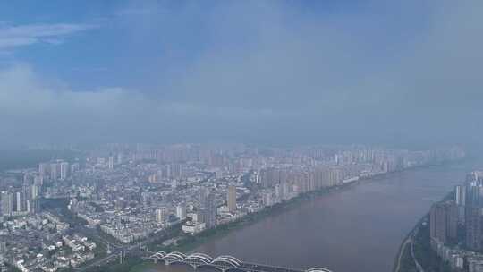 航拍四川乐山城市建设乐山大景