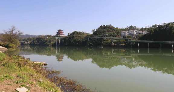 福建三明市沙县城市建筑河道风光