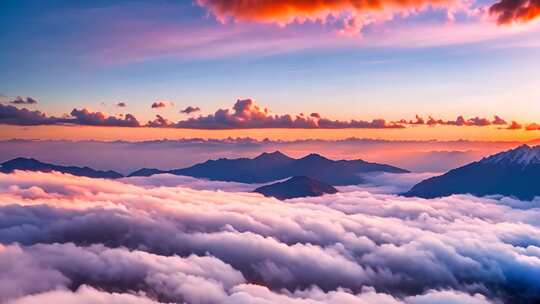 云海景观壮丽的山间日出景象