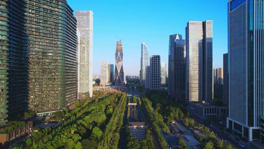 杭州萧山钱江世纪城道路和现代高层建筑航拍