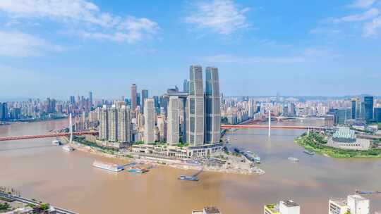 重庆城市大景蓝天白云延时
